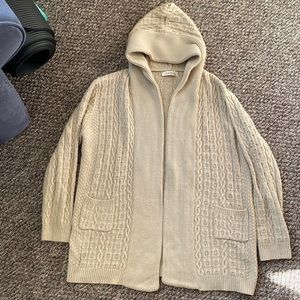 Cable knit cream open sweater